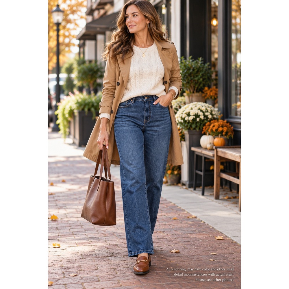 Talbots Woman 14W Classic Fit Straight Leg Jeans Dark Wash Preppy Heritage